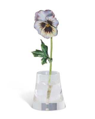 A Jeweled, Enamel, Silver and Rock Crystal Study of a Pansy