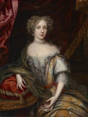 Portrait of a Lady, Three-Quarter Length, Seated, with Her Hand Resting on a Pillow Before a Curtain