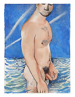 Standing nude in the sea
