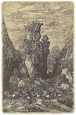 Battle in the Mountains by Rodolphe Bresdin - Auction record, sale price, and art valuation. Compare with similar artists and explore comparable artworks.