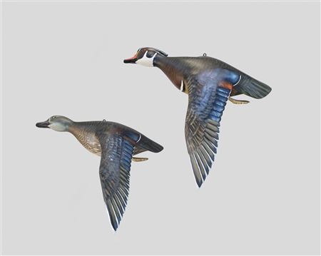 Flying Wood Duck Pair by Mike Borrett - Auction record, sale price, and art valuation. Compare with similar artists and explore comparable artworks.