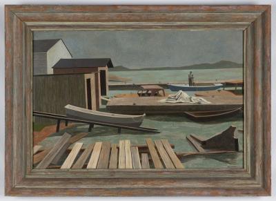Boats at Docks on Shoreline by Virginia Cuthbert - Auction record, sale price, and art valuation. Compare with similar artists and explore comparable artworks.