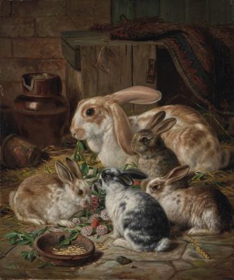 A Female Rabbit and Her Young by Alfred Richardson Barber - Auction record, sale price, and art valuation. Compare with similar artists and explore comparable artworks.