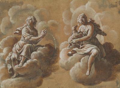 Deux saints sur des nuages