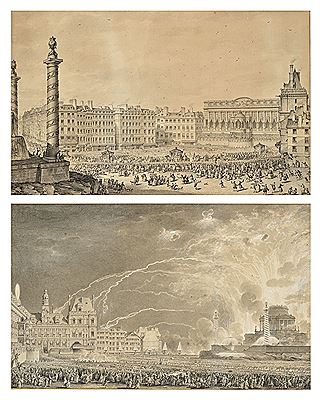 The Queen's Arrival at the Town Hall; and The Fireworks Display (2) by Jean-Michel Moreau - Auction record, sale price, and art valuation. Compare with similar artists and explore comparable artworks.