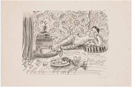 Odalisque, braser et coupe de fruits