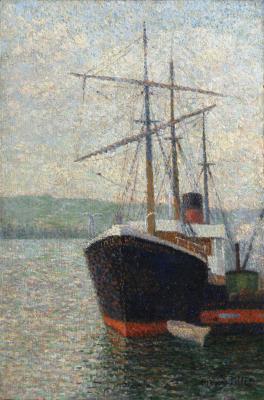 Steamer in the port of Rouen or Three-masted at the quay
