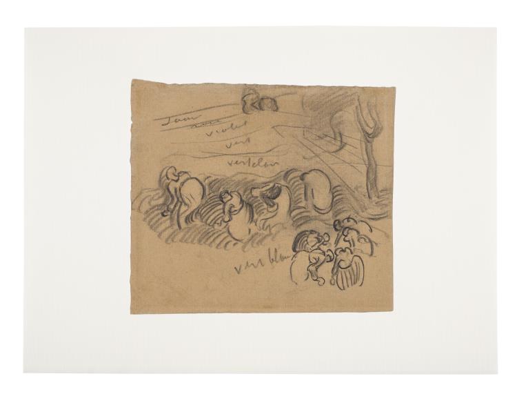 Pea Harvesters (recto); Sketch of a Landscape (verso) - Image 2 of 3