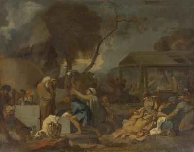 Les Hébreux apportant leurs bijoux à Aaron pour fondre le veau d’or   (The Israelites bringing their jewellery to Aaron to cast the Golden Calf)