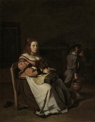 Une Femme dentelant dans un intérieur   (A Lady Sewing Lace in an Interior)