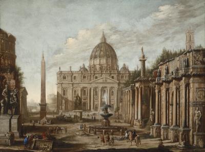 Architectural Caprice with the Great Monuments of Rome in St. Peter's Square