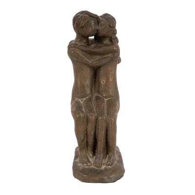Model of a seated couple in an embrace