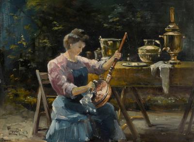 Woman Scouring Copper