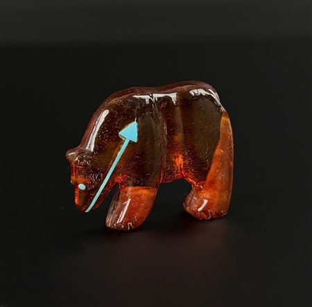 Zuni Carved Amber Bear Fetish