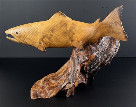Alaskan Myrtle Wood Salmon Carving