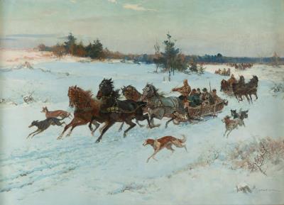 Return from the hunt by Czeslaw Wasilewski - Auction record, sale price, and art valuation. Compare with similar artists and explore comparable artworks.