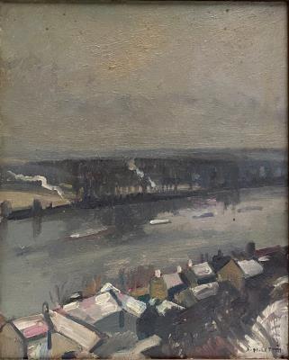 Frette on the Seine on an overcast day