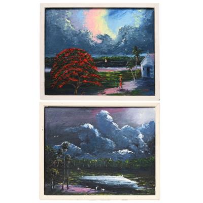 Pair of Florida Highwaymen Landscapes: The Royal Poinciana Tree and Palm Trees with Flamingos by Chico (Charles) Wheeler - Auction record, sale price, and art valuation. Compare with similar artists and explore comparable artworks.