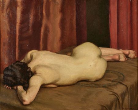 Reclining nude by Charles Henry Harrison Burleigh - Auction record, sale price, and art valuation. Compare with similar artists and explore comparable artworks.