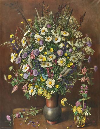 Still life with a bouquet of field flowers