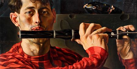 The lowest tone on the flute (Self-portrait with transverse flute)