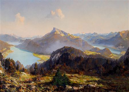 View from the Dragon's Wall onto the Schafberg in the Salzkammergut