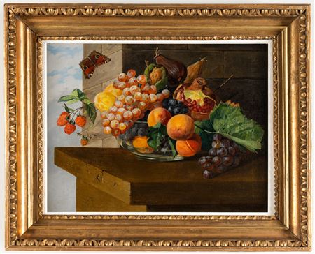 Fruit Still Life with Peacock Moth