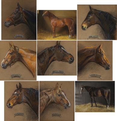 Race Horse Portraits (Whiskery; Regret; Peter Pan; Whisk Broom; Mat Hatter; Wildair; Pennant; Prudery and Whisk Broom II): Nine