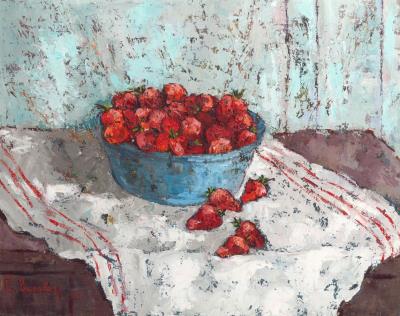 Blue Bowl of Strawberries, 1963 by Cecil Everley - Auction record, sale price, and art valuation. Compare with similar artists and explore comparable artworks.