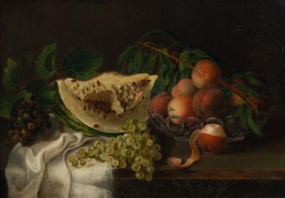 Still Life of Peaches in a Bowl, Watermelon and Grapes by Mary Jane Peale - Auction record, sale price, and art valuation. Compare with similar artists and explore comparable artworks.