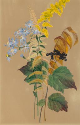 Still Life of Flowers, Ferns, and Berries