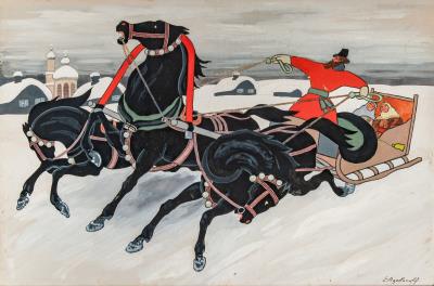 Troika in Winter by Evgeniy Agafonov - Auction record, sale price, and art valuation. Compare with similar artists and explore comparable artworks.