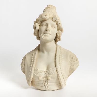 Italian Carved Marble Bust of a Woman