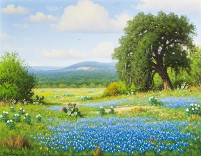 Field with Bluebells and Cacti