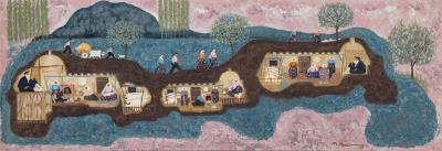 Untitled (Underground City and a Pastoral Landscape) by Mehmet Pesen - Auction record, sale price, and art valuation. Compare with similar artists and explore comparable artworks.