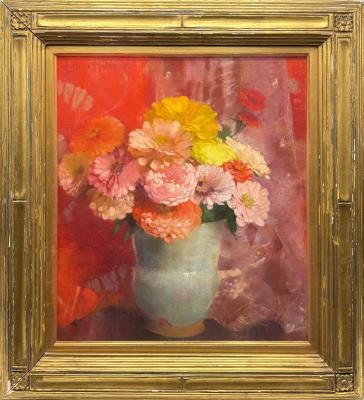 Zinnias and Red