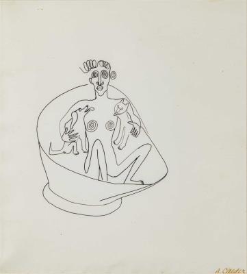 Woman in Tub with Pets