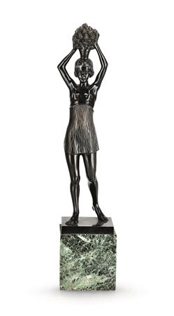 Bronze object of a girl carrying a bouquet on her head by Johanna Meier-Michel - Auction record, sale price, and art valuation. Compare with similar artists and explore comparable artworks.