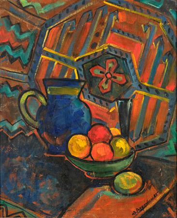 Still life with jug and fruit