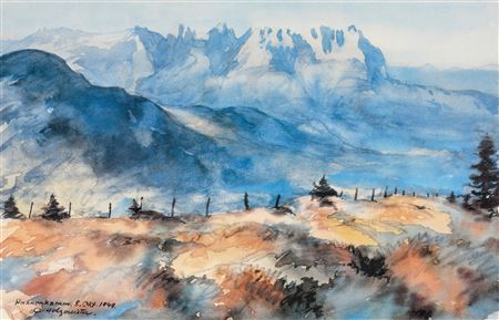 Hahnenkamm, 8. Oct. 1949 (View of the Wilder Kaiser, Kitzbühel)