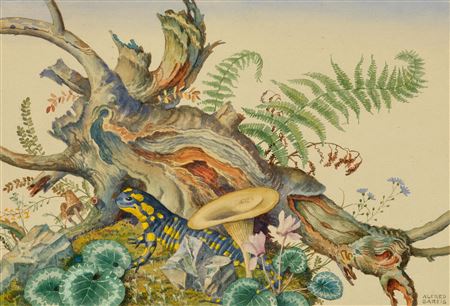 A tree root and salamander by Alfred Bareis - Auction record, sale price, and art valuation. Compare with similar artists and explore comparable artworks.