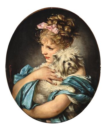 Girl with a Maltese dog by Rosa Schweninger - Auction record, sale price, and art valuation. Compare with similar artists and explore comparable artworks.
