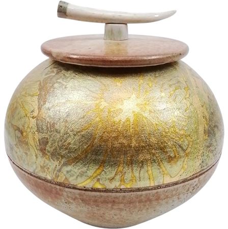 Raku Pottery Vessel With Lid