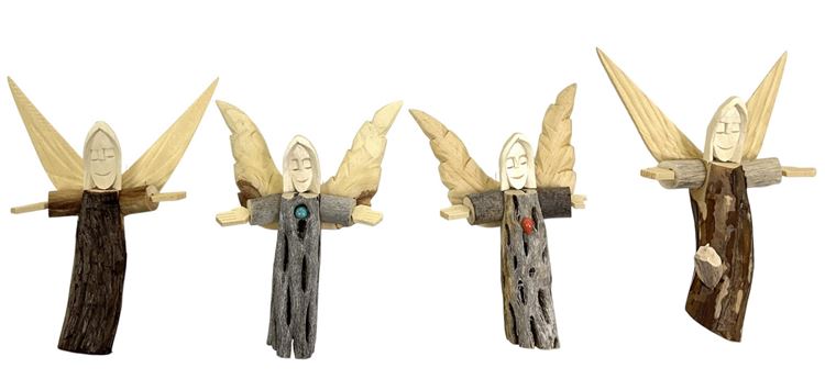 Driftwood Angel Art Figurines (4)