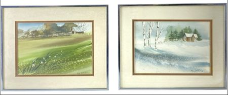 Vintage framed watercolor