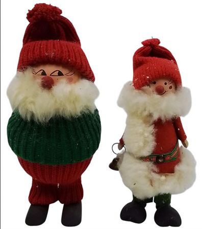 Tomte Folk Art Wood Figures (2)