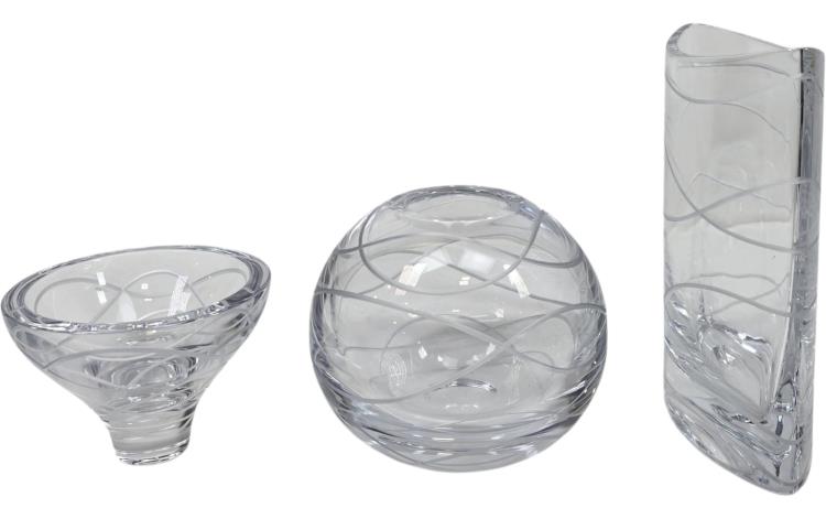 Nambe Crystal Glass Vases (3)