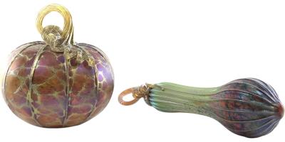 Iridescent Art Glass Gourds (2)