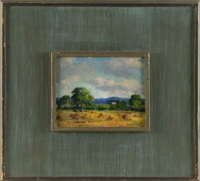 Haystacks in a field