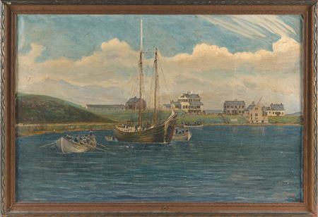 Schooner moored off Woods Hole, Cape Cod, Massachusetts